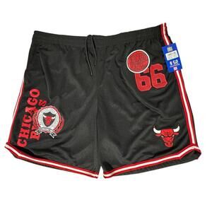 Chicago Bulls Black Basketball Shorts with Red and White Trim